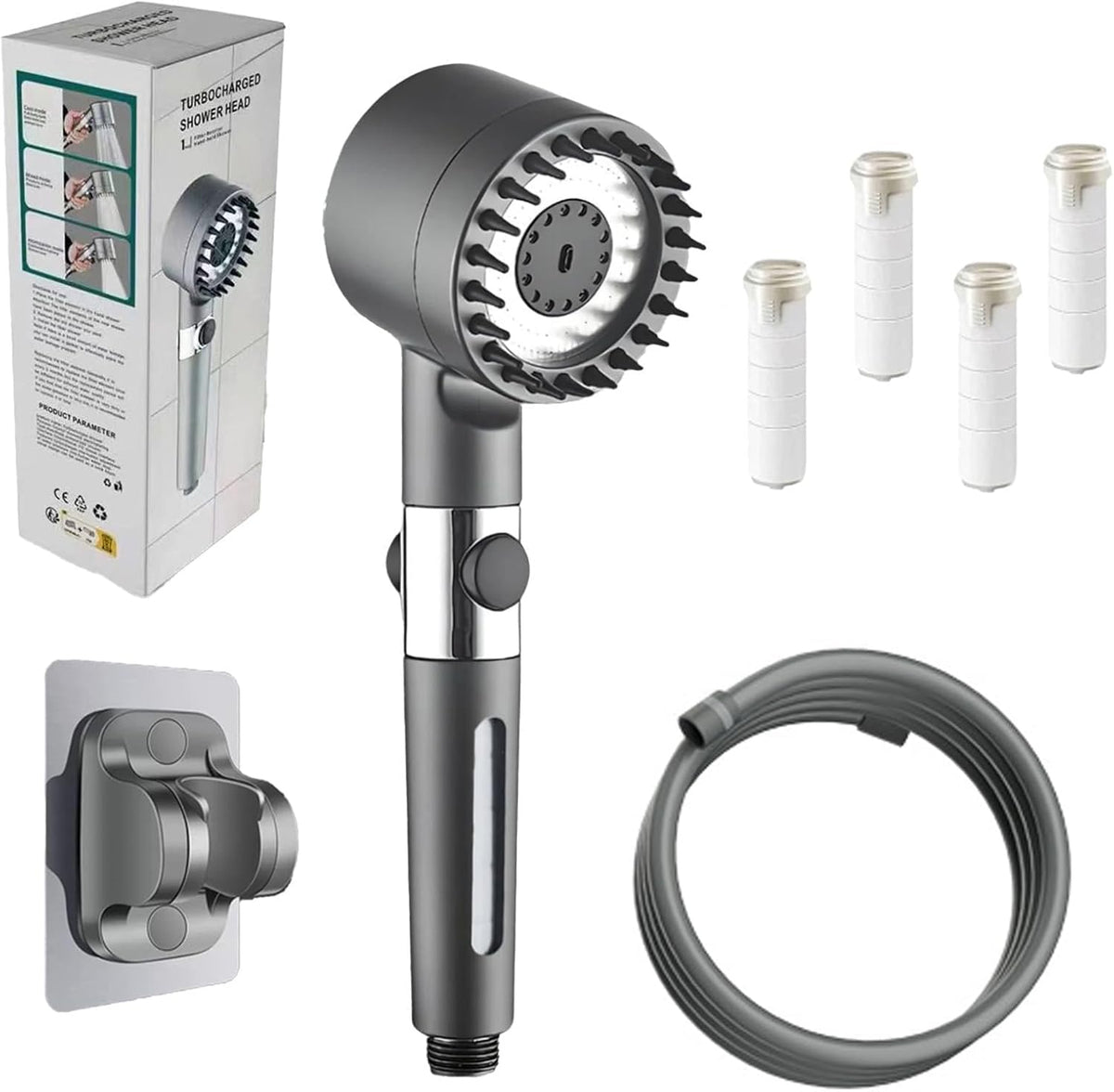 Alcachofa de Ducha Turbo con Filtro – Alta Presión