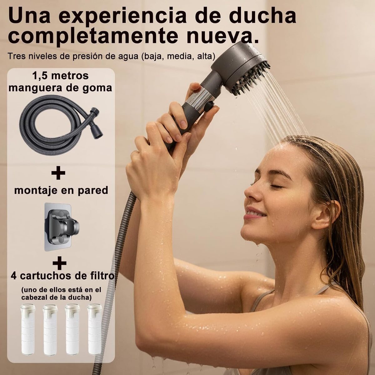 Alcachofa de Ducha Turbo con Filtro – Alta Presión
