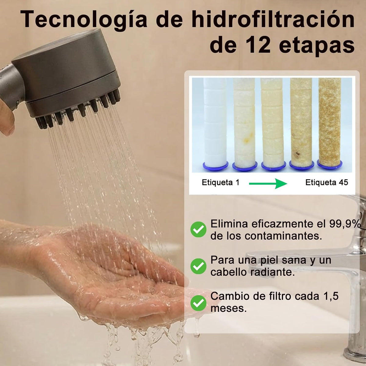 Alcachofa de Ducha Turbo con Filtro – Alta Presión