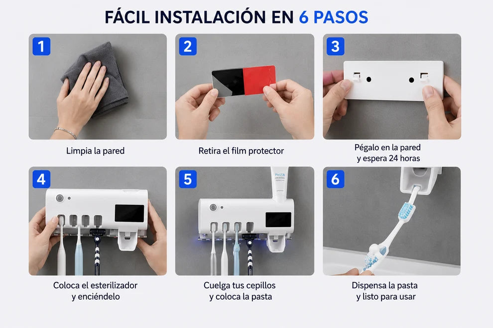 Esterilizador UV de Cepillos 3 en 1 con Dispensador de Pasta
