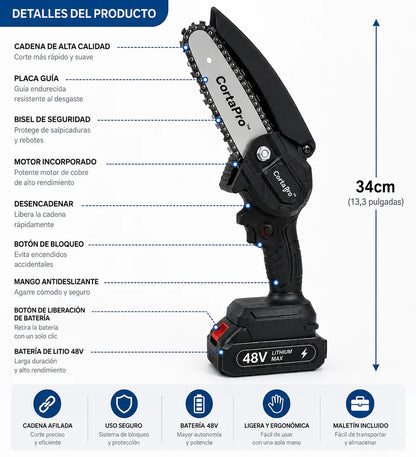 Mini Motosierra Eléctrica 24V Inalámbrica